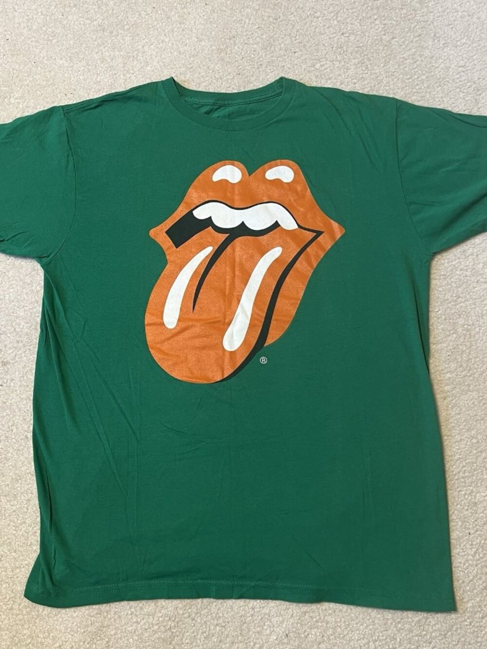 Rolling Stones XL Shirt Green Orange Tongue Logo Graphic St Patricks